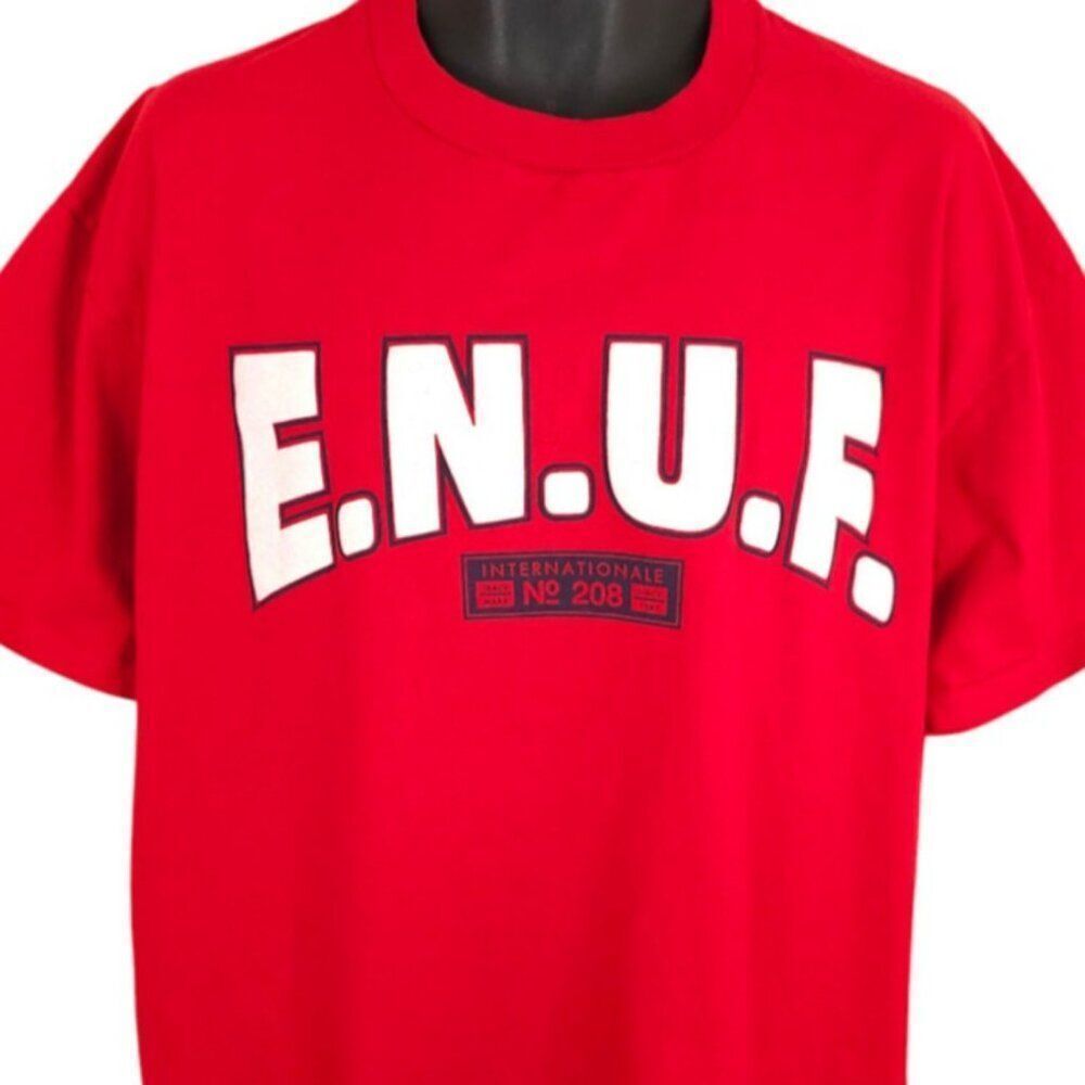 Vintage ENUF T Shirt Mens Size 2XL Red 80s 90s Streetwear Made In USA